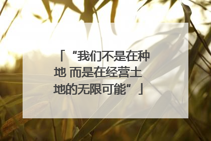 “我们不是在种地 而是在经营土地的无限可能”