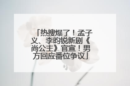 热搜爆了！孟子义、李昀锐新剧《尚公主》官宣！男方回应番位争议