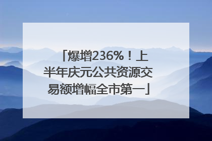爆增236%！上半年庆元公共资源交易额增幅全市第一