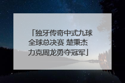 独牙传奇中式九球全球总决赛 楚秉杰力克周龙勇夺冠军