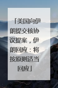 美国向伊朗提交核协议提案，伊朗回应：将按原则适当回应