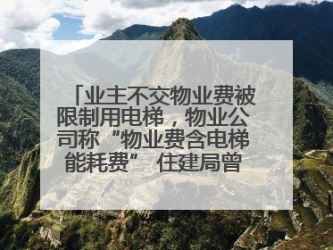 业主不交物业费被限制用电梯，物业公司称“物业费含电梯能耗费” 住建局曾责令整改