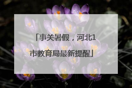 事关暑假，河北1市教育局最新提醒
