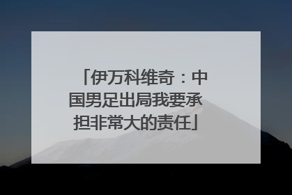伊万科维奇：中国男足出局我要承担非常大的责任