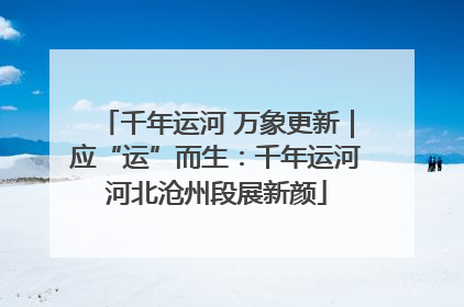 千年运河 万象更新｜应“运”而生：千年运河河北沧州段展新颜