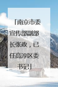 南京市委宣传部副部长张政，已任高淳区委书记