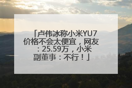 卢伟冰称小米YU7价格不会太便宜，网友：25.59万，小米副董事：不行！