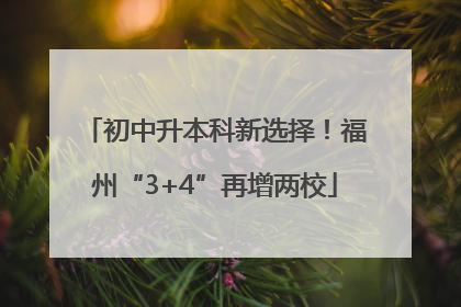 初中升本科新选择！福州“3+4”再增两校