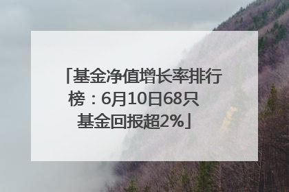 基金净值增长率排行榜：6月10日68只基金回报超2%