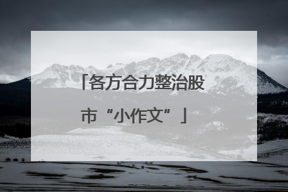 各方合力整治股市“小作文”
