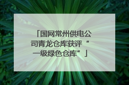 国网常州供电公司青龙仓库获评“一级绿色仓库”
