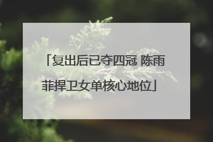 复出后已夺四冠 陈雨菲捍卫女单核心地位