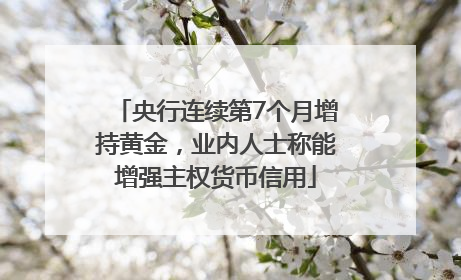 央行连续第7个月增持黄金，业内人士称能增强主权货币信用