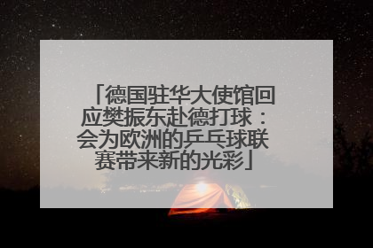 德国驻华大使馆回应樊振东赴德打球：会为欧洲的乒乓球联赛带来新的光彩