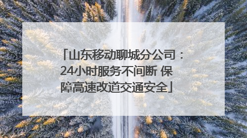 山东移动聊城分公司：24小时服务不间断 保障高速改道交通安全