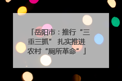岳阳市：推行“三重三抓” 扎实推进农村“厕所革命”