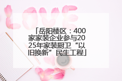 岳阳楼区：400家家装企业参与2025年家装厨卫“以旧换新”民生工程