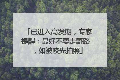 已进入高发期，专家提醒：最好不要走野路，如被咬先拍照