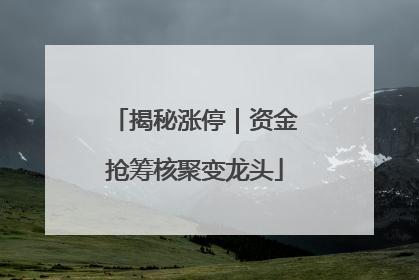 揭秘涨停｜资金抢筹核聚变龙头