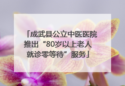 成武县公立中医医院推出“80岁以上老人就诊零等待”服务