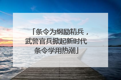 条令为纲励精兵，武警官兵掀起新时代条令学用热潮
