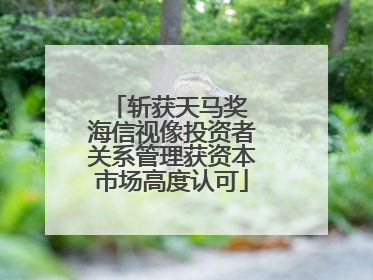 斩获天马奖 海信视像投资者关系管理获资本市场高度认可