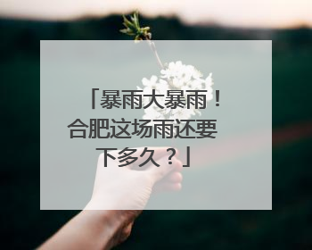 暴雨大暴雨！合肥这场雨还要下多久？