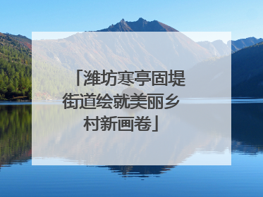 潍坊寒亭固堤街道绘就美丽乡村新画卷