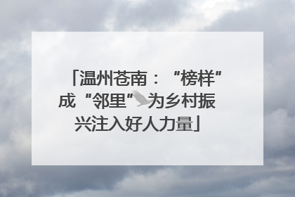 温州苍南：“榜样”成“邻里” 为乡村振兴注入好人力量