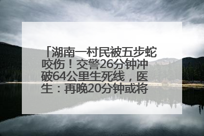 湖南一村民被五步蛇咬伤！交警26分钟冲破64公里生死线，医生：再晚20分钟或将呼吸肌麻痹
