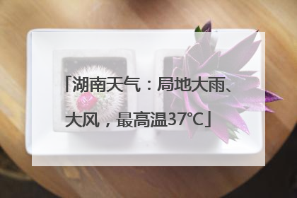 湖南天气：局地大雨、大风，最高温37℃
