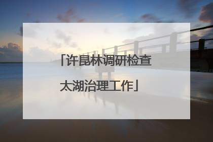 许昆林调研检查太湖治理工作
