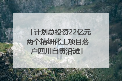 计划总投资22亿元 两个精细化工项目落户四川自贡沿滩