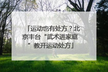 运动也有处方？北京丰台“武术进家庭”教开运动处方