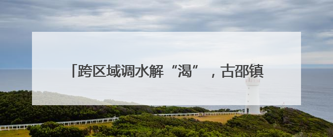 跨区域调水解“渴”，古邵镇10万余亩农田获“甘霖”