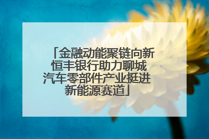 金融动能聚链向新 恒丰银行助力聊城汽车零部件产业挺进新能源赛道