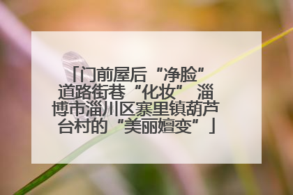 门前屋后“净脸” 道路街巷“化妆” 淄博市淄川区寨里镇葫芦台村的“美丽嬗变”
