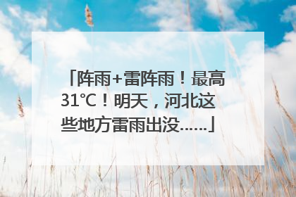 阵雨+雷阵雨！最高31℃！明天，河北这些地方雷雨出没……
