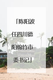 陈阳波任四川德阳绵竹市委书记