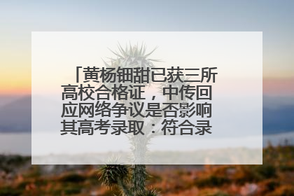 黄杨钿甜已获三所高校合格证，中传回应网络争议是否影响其高考录取：符合录取条件就能录取