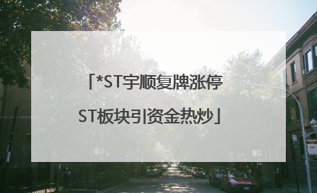 *ST宇顺复牌涨停 ST板块引资金热炒