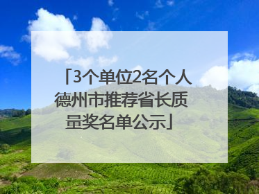 3个单位2名个人 德州市推荐省长质量奖名单公示