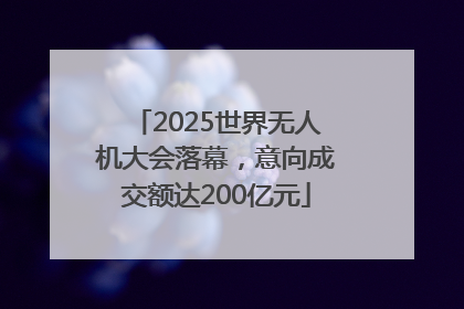2025世界无人机大会落幕，意向成交额达200亿元