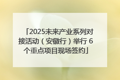 2025未来产业系列对接活动（安徽行）举行 6个重点项目现场签约